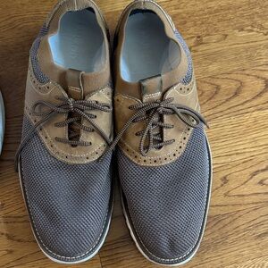 Johnston & Murphy Two-Tone Knit and Suede Oxford - Gray and Brown